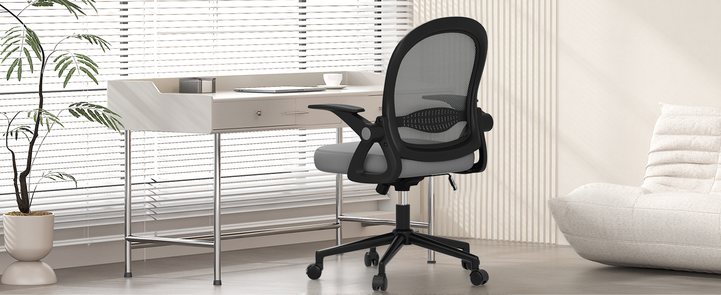 Ергономічне крісло Rattantree для офісу та дому: дихаюча спинка, регульована висота, підлокітники, 360° обертання (темно-сірий)