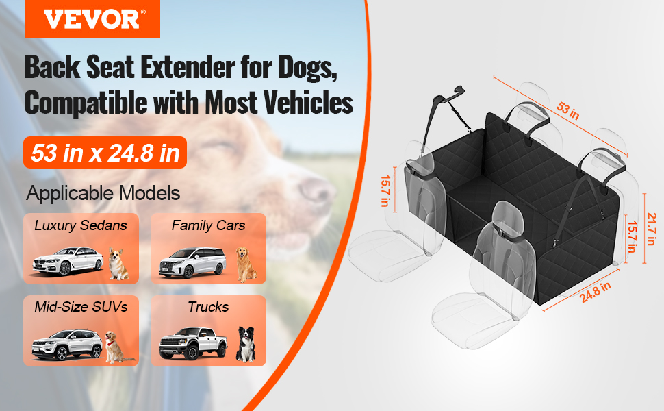 Автоматизована захисна накидка для собак VEVOR, 134,5 x 63 см, до 168 кг, з жорсткою основою, сітчастим вікном та сумкою для зберігання - для авто, SUV, вантажівки