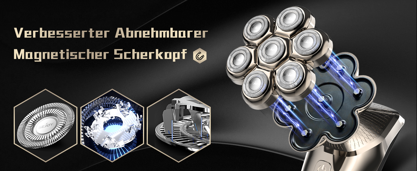 Електричний гоління для лисої голови 5-в-1: гоління, триммінг, догляд за обличчям. Водонепроникний, акумуляторний.