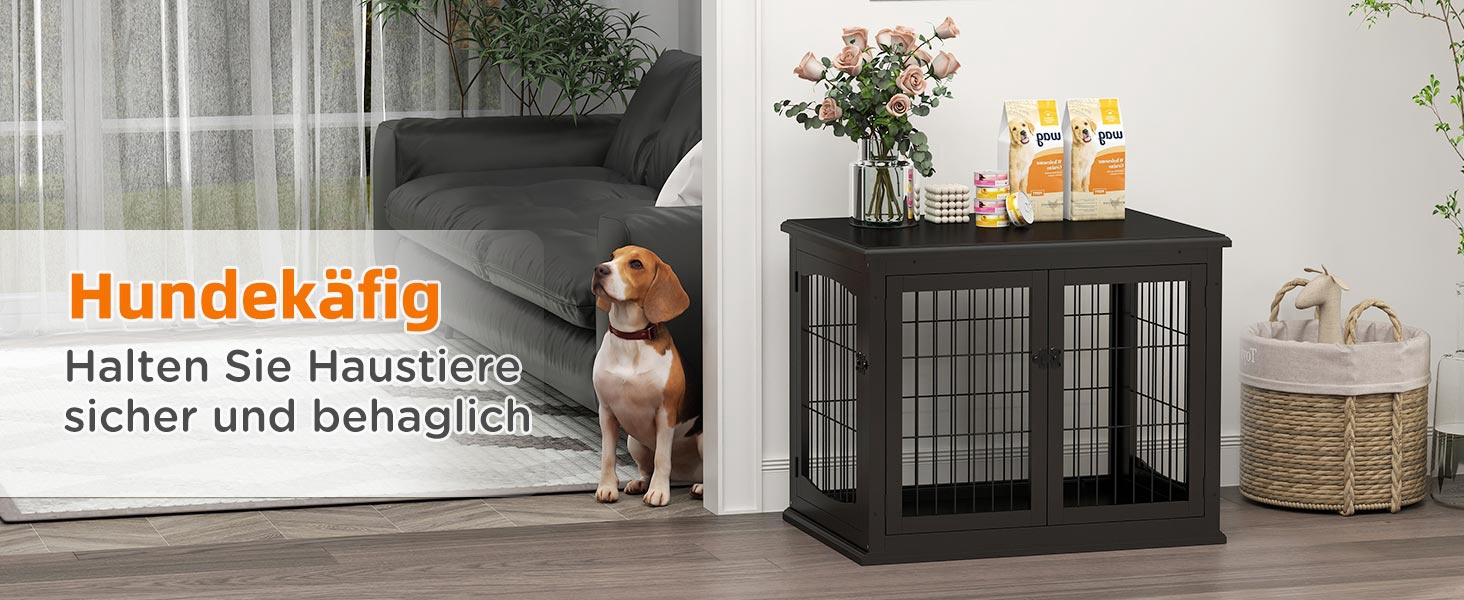 Клітка для собак PawHut, собача будка з 2 входами, замикається, для маленьких собак, 58,5 x 81 x 66 см (Чорний)