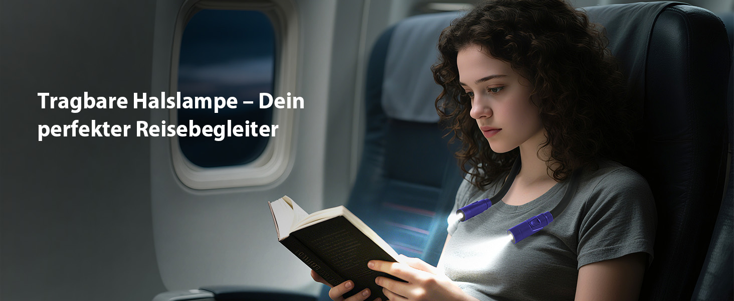 LED лампа на шию LUXJET для читання, в'язання, ремонту - акумуляторна, 3 кольори світла, регульована яскравість (темно-синій)