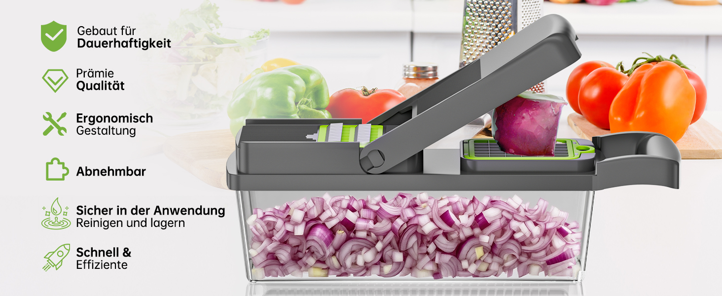 Набір для нарізки овочів Aliansheng 14 в 1: нарізник, кубик-нарізник, тертак для овочів та фруктів