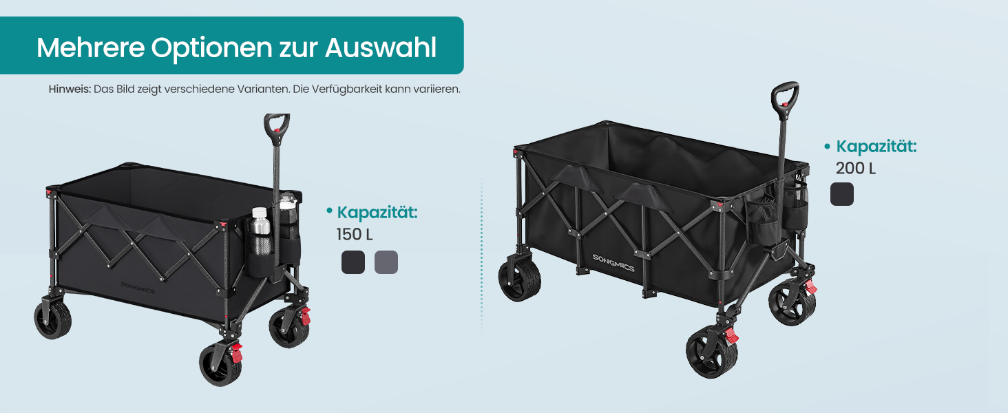 Візок садовий SONGMICS GFW909B01, 90 л, чорний, складаний, вантажопідйомність 180 кг, 4 колеса (2 поворотні)