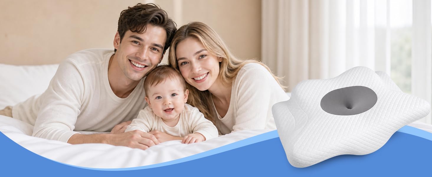 Ергономічна ортопедична подушка для шиї та голови з ефектом пам'яті (Memory Foam), 2-в-1, зі знімним чохлом, сіра, 62 x 39 x 11/13 см