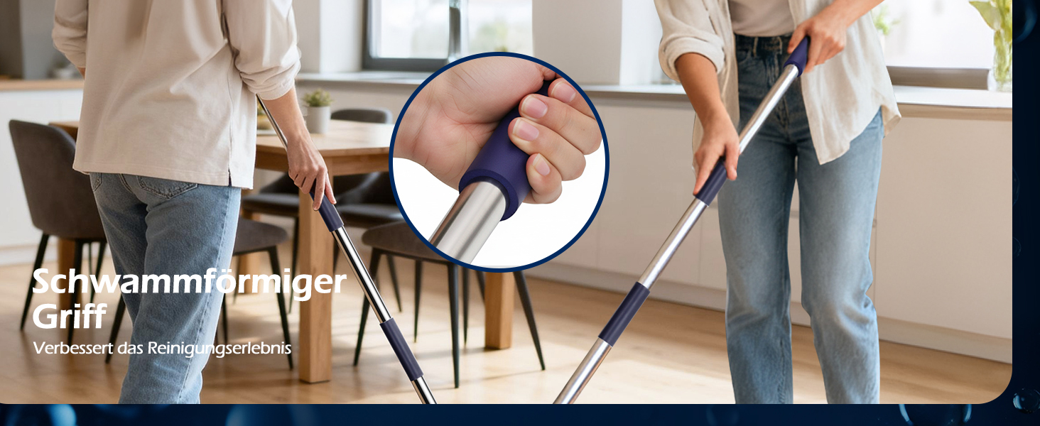 Набір для миття підлоги з відром, мікрофібра, набір мікрофібрових моп-головок, 2 в 1 відро для миття з мопом та педаллю, моп з функцією віджиму для всіх типів підлог. Колір: сірий + темно-синій