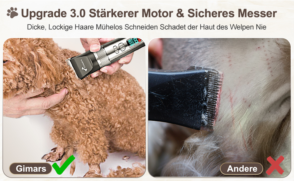 Gimars 3-в-1 професійна машинка для стрижки собак та котів, 7000 об/хв, для густого хутра, тиха, акумуляторна, з набором ножиць