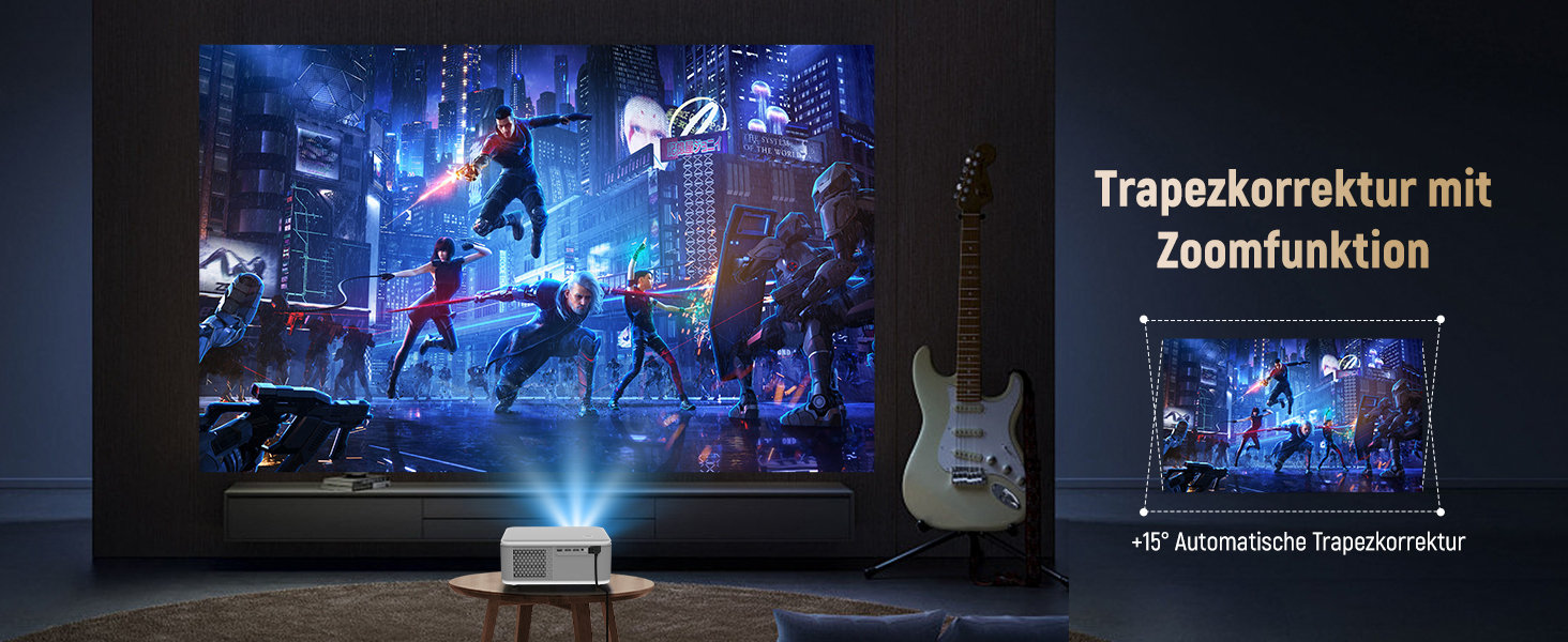 Портативний проєктор Mini Beamer 4K/1080p з Wi-Fi 6 та Bluetooth 5.4. Підтримка Auto Keystone, 200-дюймовий екран, сумісний з ноутбуками, смартфонами та TV (сірий)