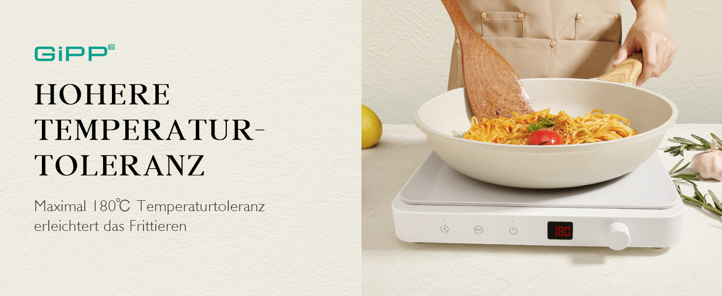 Набір кухонного посуду GiPP з кришкою, антипригарне покриття кераміки, набір каструль та сковорідок для всіх типів плит, (білий, 17 предметів)