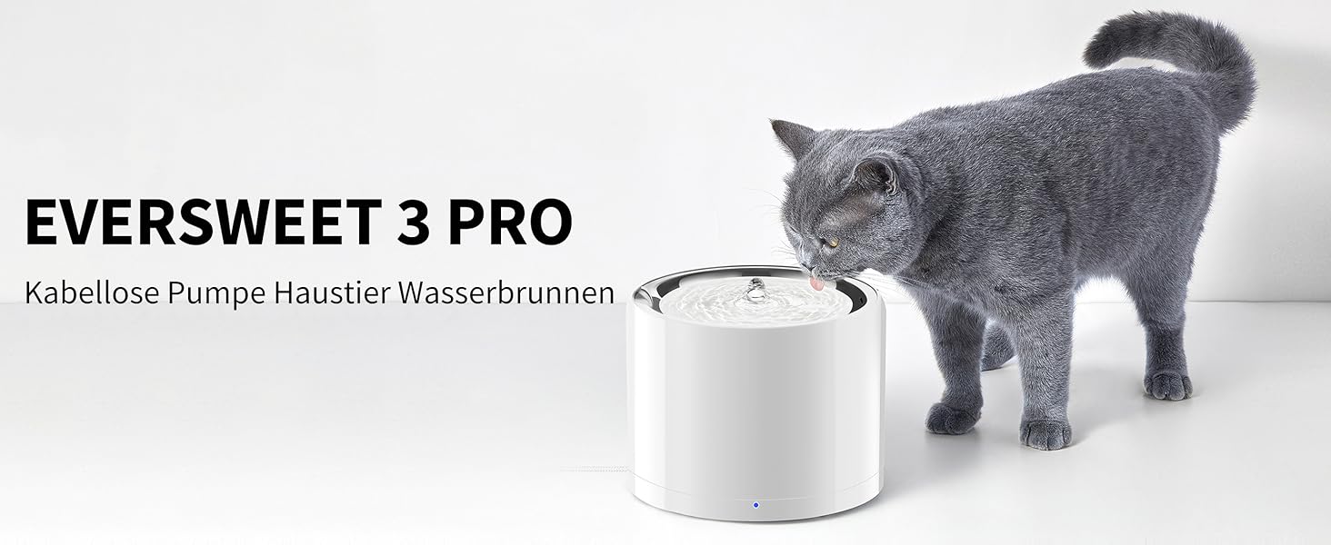 PETKIT Бездротова водяна помпа для автоматичного фонтанчика для котів та собак, з нержавіючої сталі, антибактеріальна