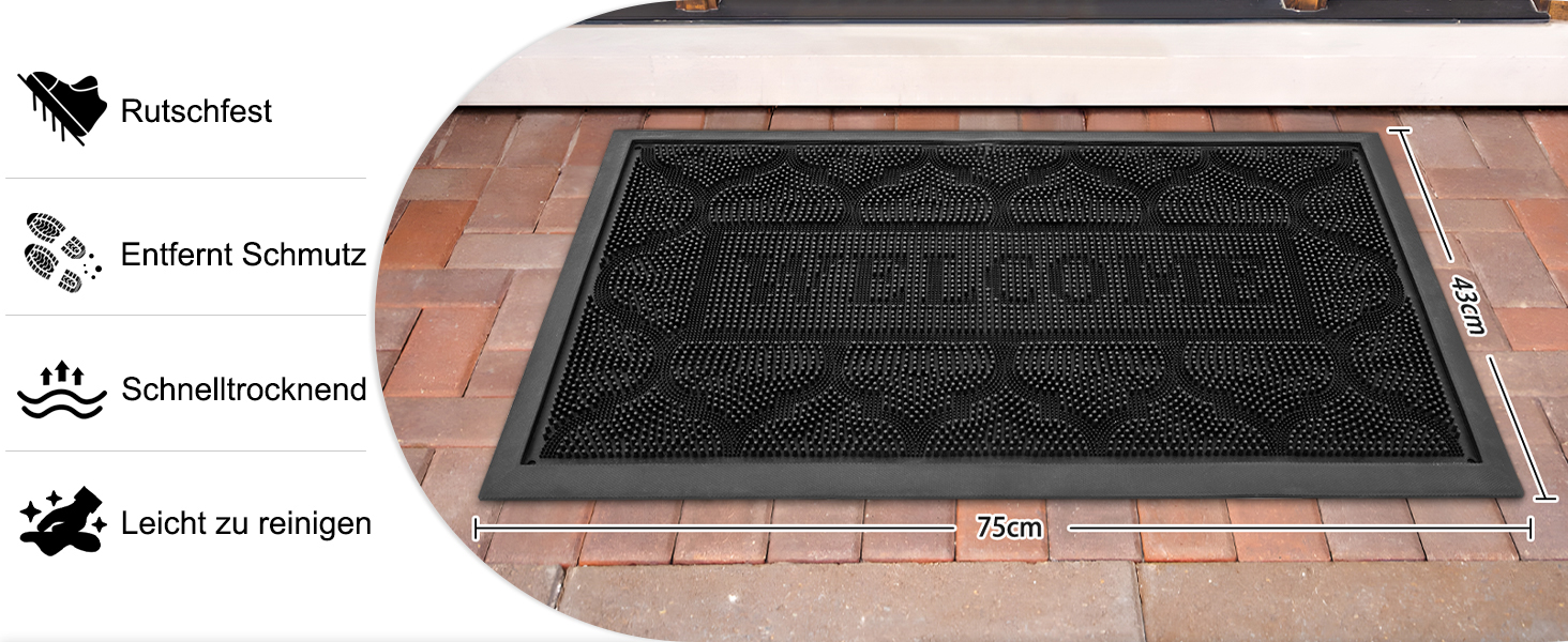 Килимок для дому та вулиці Alishomtll 43x75 см - водонепроникний, неслизький, миючий