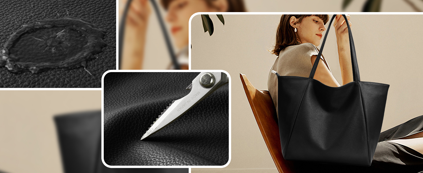 Сумка жіноча KALIDI шопер велика шкіряна чорна для роботи, покупок, навчання