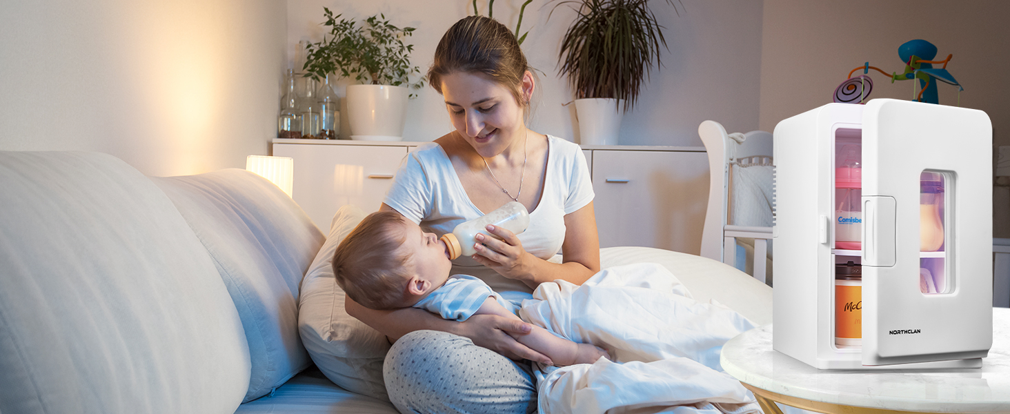 NORTHCLAN Міні холодильник 2в1 15 літрів (21 банка), портативний з охолодженням та нагріванням, 12V/220V для авто, офісу та гуртожитку, чорний, Max & Eco-режим