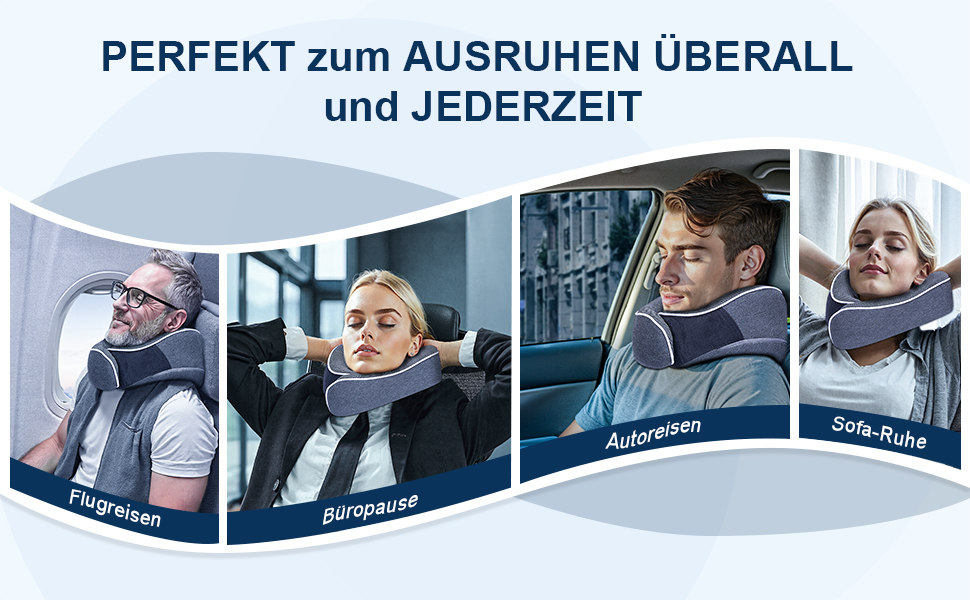 Подушка для шиї в літак, доросла, з піною з пам'яті, регульована та компактна, для автомобіля з навушниками, маскою для сну, чохлом