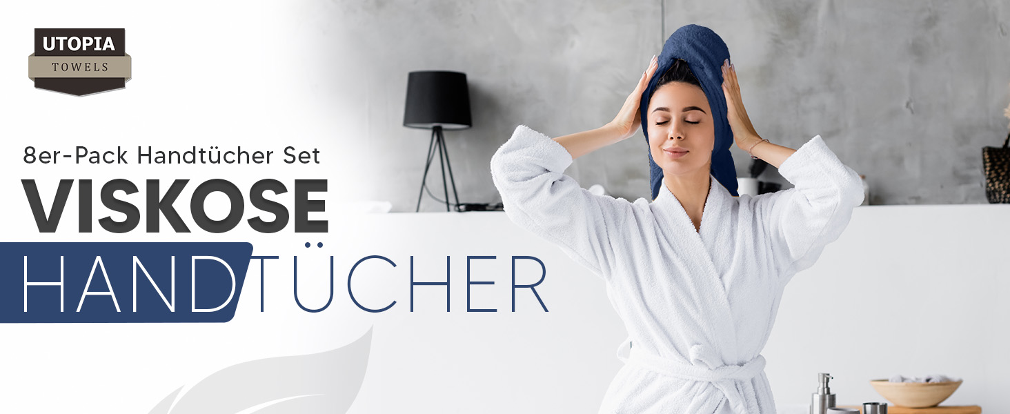 Набір рушників для ванної Utopia Towels (8 шт.): 2 банні, 2 для рук, 4 для обличчя, бавовняні, гігроскопічні, темно-сині (Marineblau)