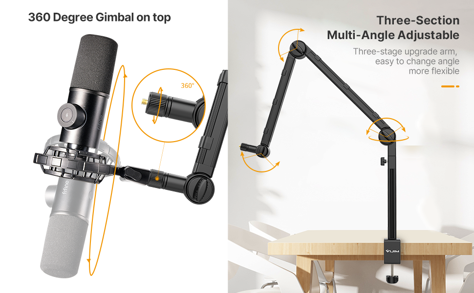 Тримач для мікрофона ULANZI LS24 - професійний, міцний, для студії, стрімінгу, подкастів, broadcast, з адаптерами 3/8' та 5/8'