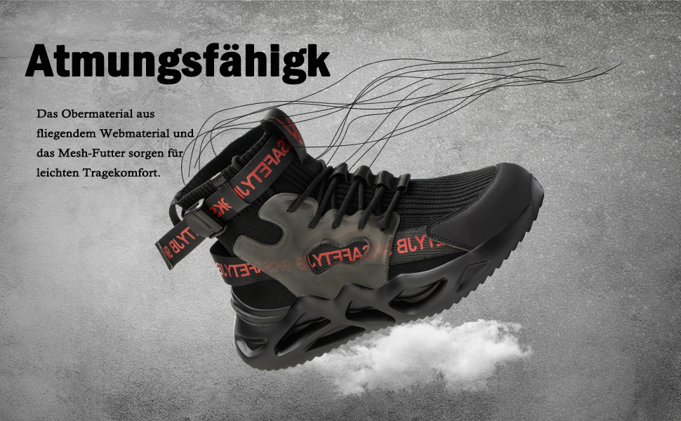 Черевики безпеки Nasogetch для чоловіків та жінок. Легкі, дихаючі, антиковзкі спортивні черевики з металевим підноском, жовті, 39 EU