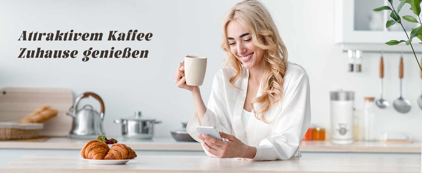 SIMPLETASTE Електричний спінювач молока 4-в-1: нагрів, спінювання гарячого/холодного молока, автоматичне вимкнення, білий