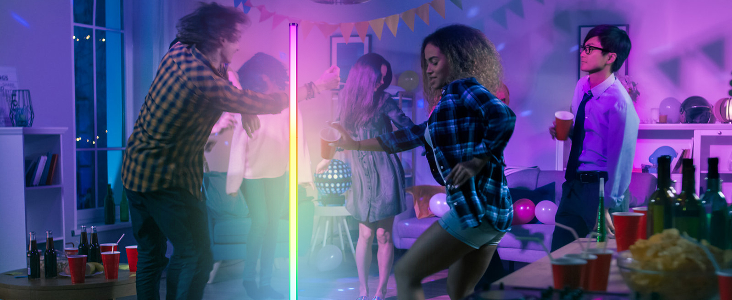 LED-підлогова лампа WISIMMALL з RGBIC підсвічуванням, 170 см, диммування, керування пультом/додаток, 16 млн кольорів, 300 режимів, музичний синхронізатор для вітальні, спальні, ігрової кімнати