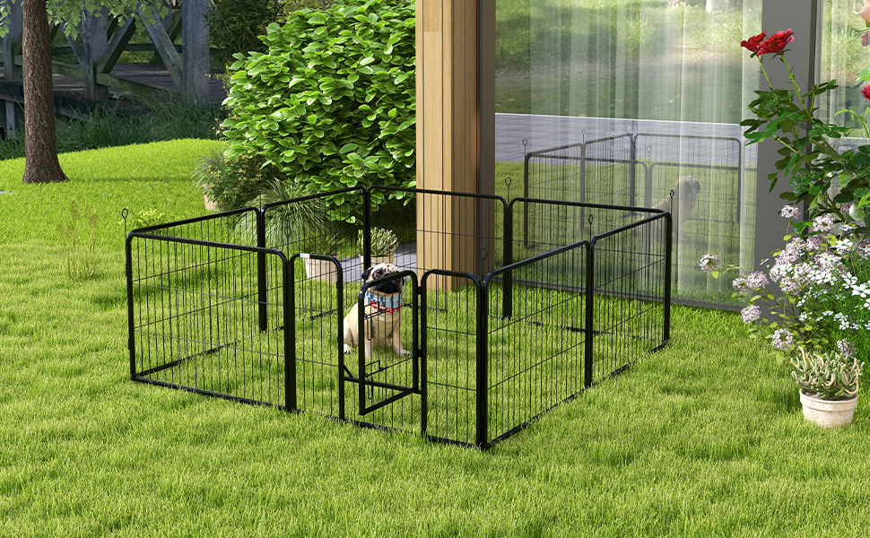 Клітка-манеж для цуценят PawHut 80x60 см з 8 панелей, дверцятами та фіксацією для землі