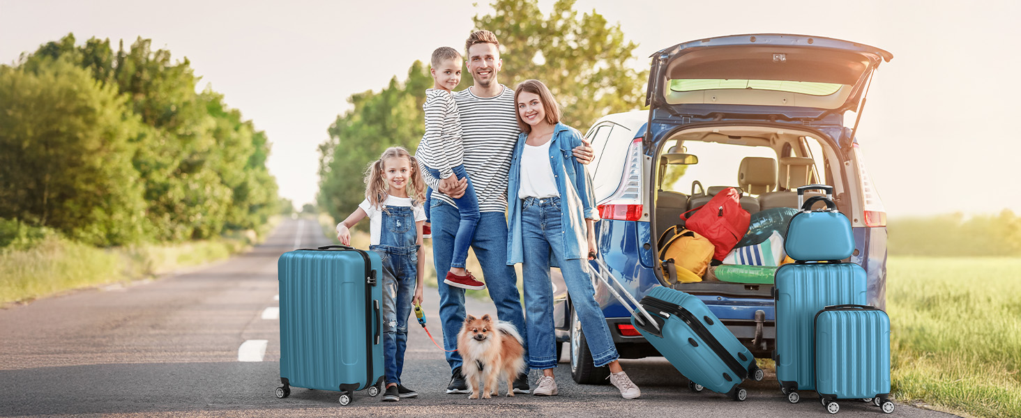 Набір валіз LALAHO 5 шт. з косметичкою, з ABS-пластику, для подорожей, ручна поклажа, багажний набір, бордовий колір