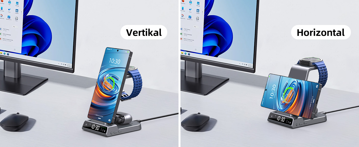 Бездротовий зарядний пристрій для Samsung Galaxy S25 Ultra, S24, Z Fold 6, Z Flip 6, Watch Ultra/8/7/6, Buds - чорний