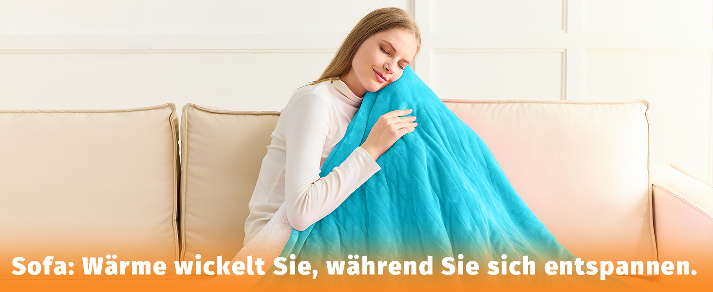 Електрична ковдра BOMOVA з автовимкненням, плюшева ковдра для дому, 10 температурних режимів, таймер 5 годин, 130x180 см, колір блакитний