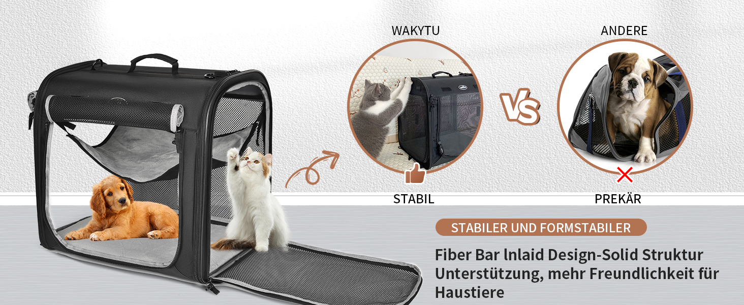 Складана переноска для котів Wakytu велика, 89x35x43 см, для 2 котів, 2-в-1 переноска та автокрісло, безпечна та провітрювана, підходить для подорожей, ветеринара, для маленьких собак та котів. Чорний колір.