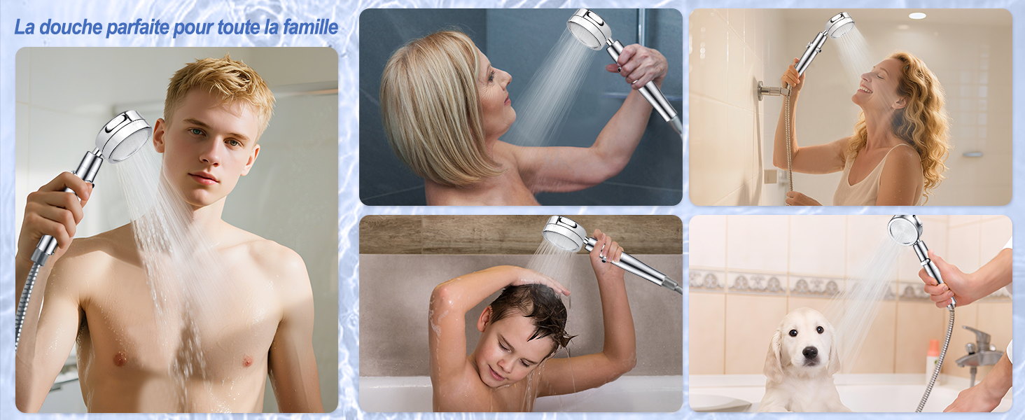 Насадка для душу зі шлангом 2м, фільтрована ручна лійка з високим тиском, економія води з мінеральними кульками, 5 режимів, стоп-функція для жорсткої води, видалення залишків хлору, бактерій та важких металів (срібляста з шлангом)