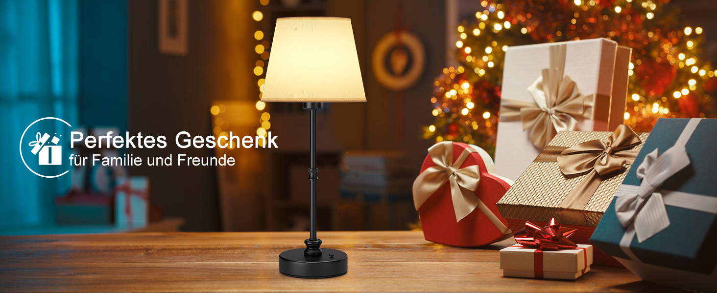 LED-лампа EppieBasic настільна бездротова, торшер сенсорний диммування, акумулятор 5200mAh, тепле світло 2700K, для спальні, вітальні, ванної кімнати (чорний)