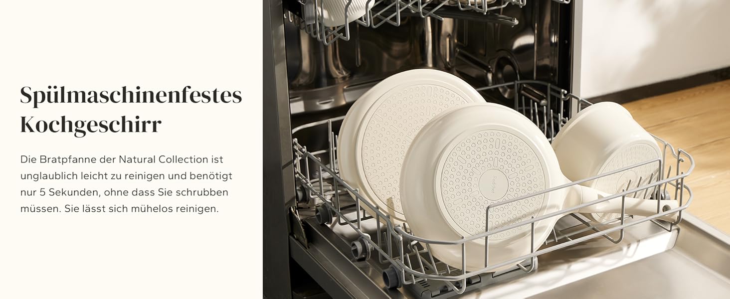 Набір посуду Redchef: 11-ти частинний набір каструль та сковорідок з керамічним покриттям, індукційний, PTFE-free, PFAS-free, для всіх типів плит, безпечний, миється в посудомийній машині (Бежевий)