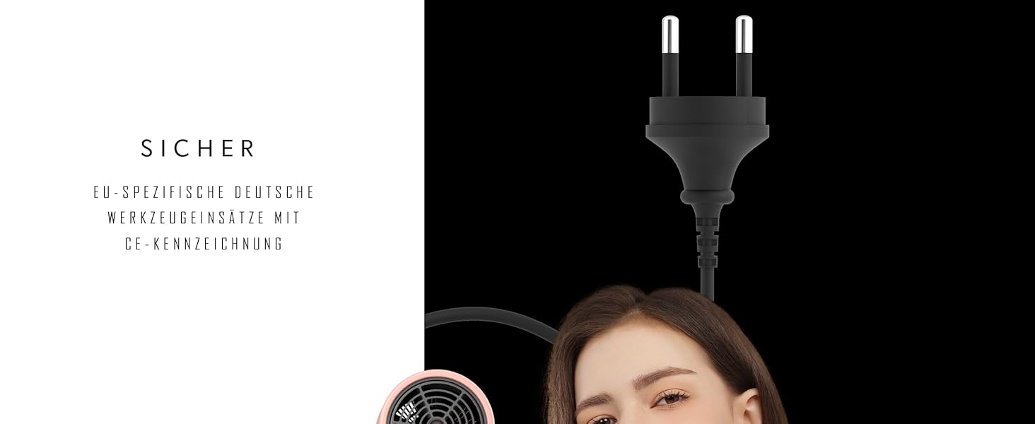 Фен AINA з дифузором для волосся | Іон-технологія, керамічне покриття, холодний струмінь | Швидке сушіння та блиск | 230v~, Baby Rosa