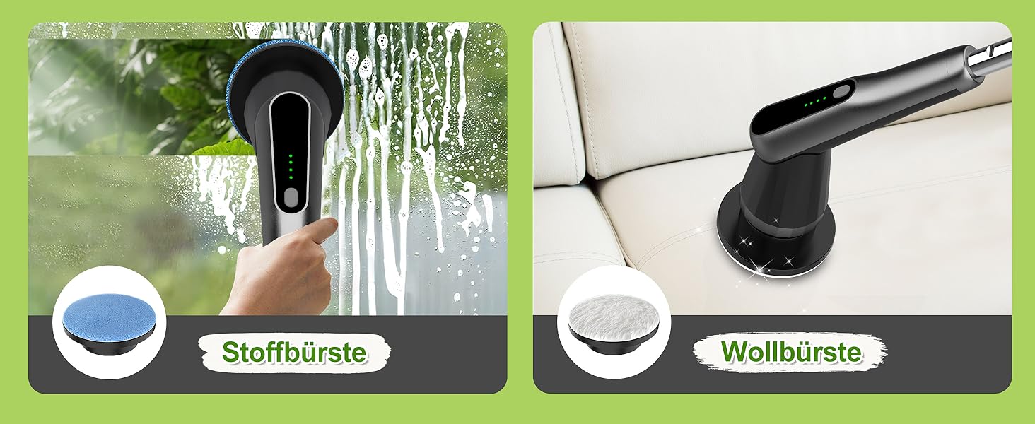 Електрична щітка для прибирання з 7 насадок, IPX7, регульована ручка, для ванної, кухні, підлоги, авто (чорний, сірий)