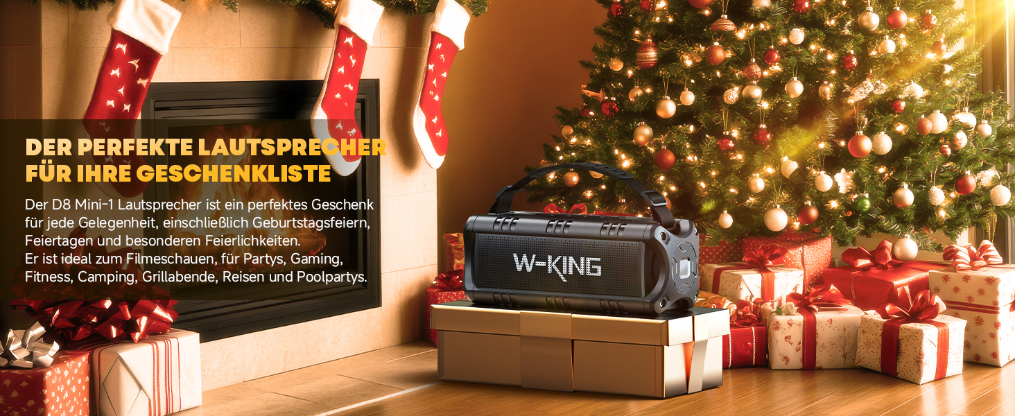 W-KING Bluetooth колонки: портативна, водонепроникна (IPX6), 60W, 24 години роботи, TF карта, USB, AUX, чорний