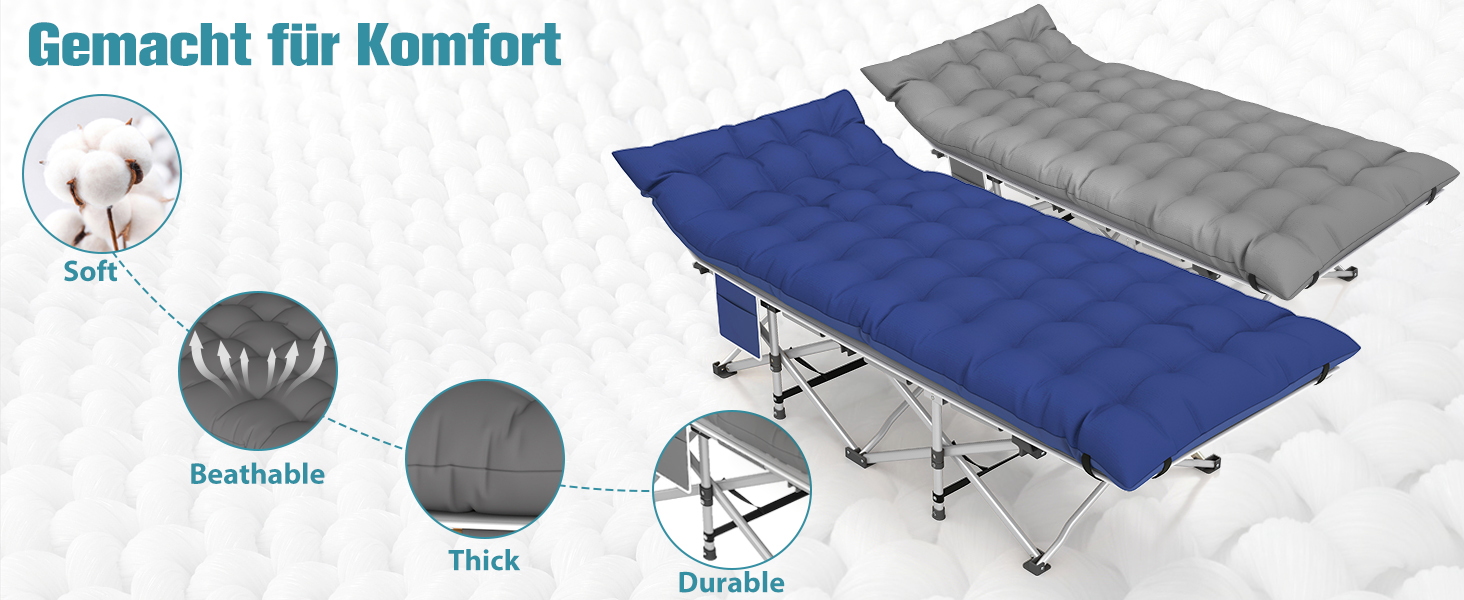 Розкладне ліжко для кемпінгу Newfulam XXL/XL з матрацом, до 400 кг, для дому та відпочинку на природі