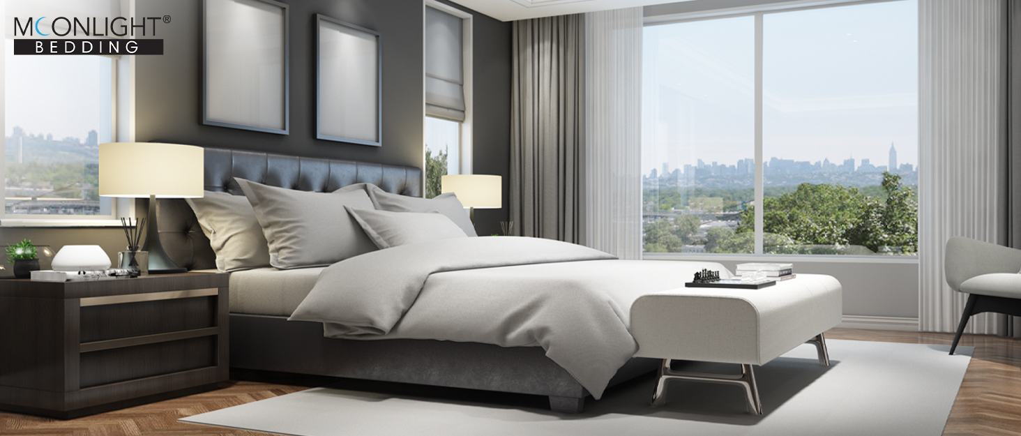 Тканинна ковдра на ліжко (односпальне) з наволочками, MoonLight20015, антрацит/темно-сірий, для спальні, декоративна, двостороння