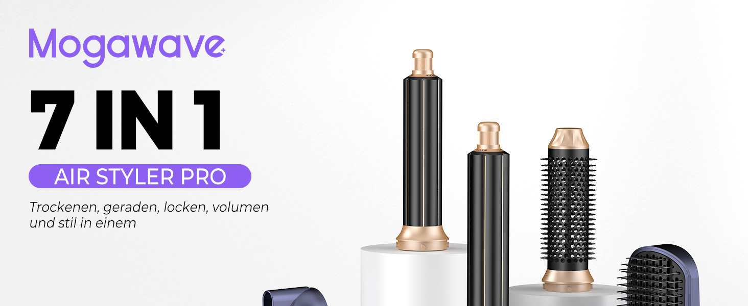 Airstyler 7 в 1: мультистайлер для волосся 1400W з феном, дифузором, плойкою та щітками для сушки, локонів та укладки. Швидка сушка завдяки двигуну 110000 RPM. Колір: блакитний