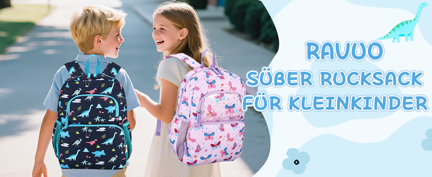 Дитячий рюкзак RAVUO для дівчаток та хлопчиків, шкільний рюкзак з нагрудним ремінцем, милий рюкзак з єдинорогом/динозавром для дітей 3-8 років, рюкзак для дошкільнят/1 класу, рюкзак з метеликом