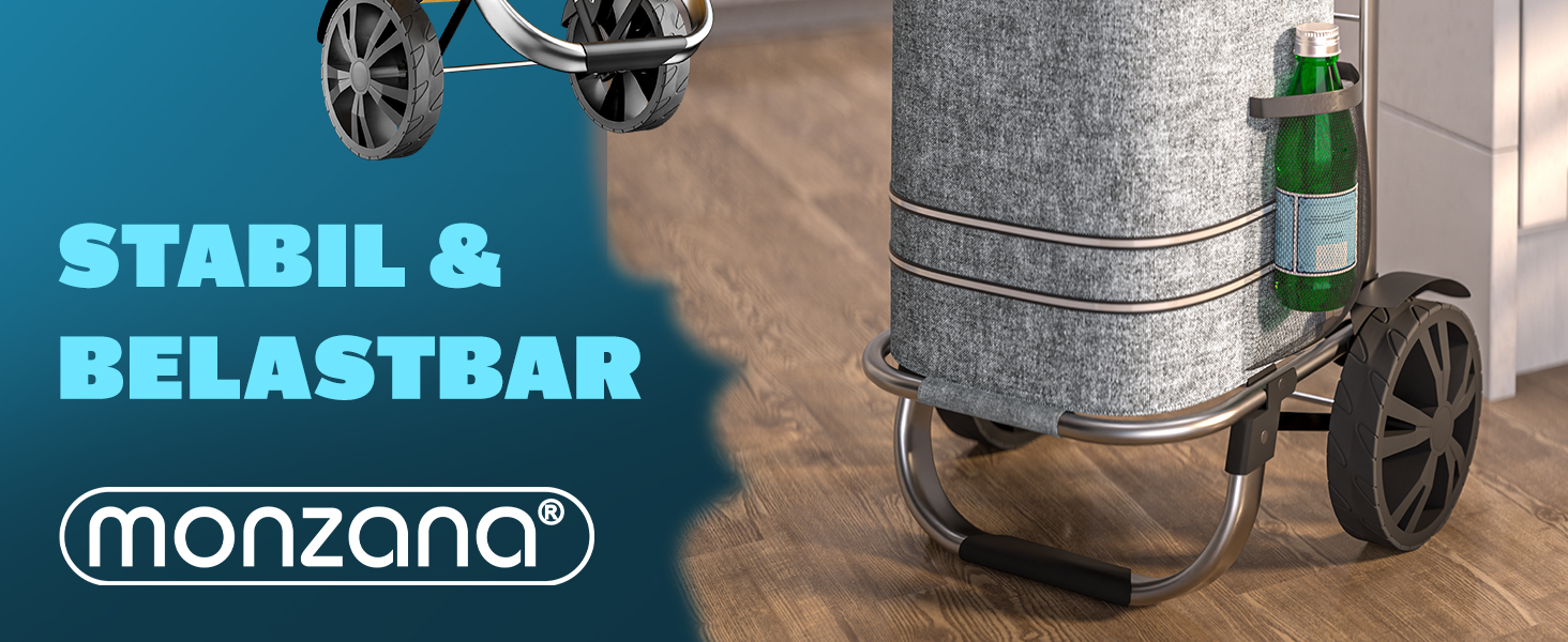 MONZANA® Тріо-тележка для покупок 56л, до 50 кг, складана, знімний мішок, ручний вагончик, допомога у покупках, чорна