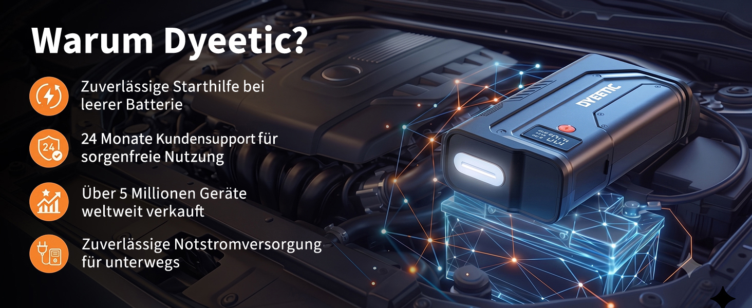 Пусковий пристрій (бустер) для автомобіля Starthilfe Powerbank 8000A, 26800mAh, чорний