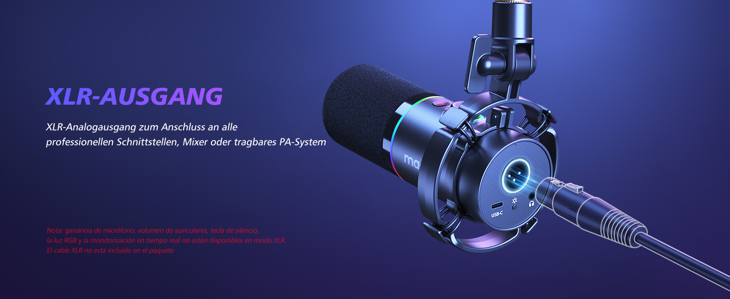 MAONO PD200XS: XLR/USB мікрофонний комплект для подкастів, стрімінгу та запису звуку (чорний)