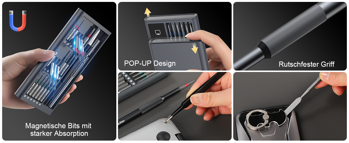 Електрична викрутка 36 в 1 Mini Electric Screwdriver set, акумуляторний набір з бітами H4, H6.3, 4 моменти, 1500mAh, інструмент для ремонту телефонів, окулярів, годинників, ноутбуків