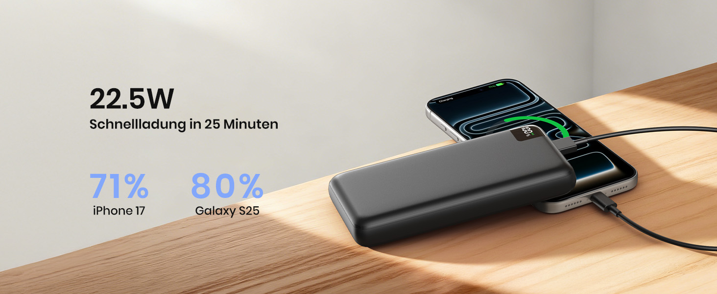 Power Bank A ADDTOP 27000mAh з швидкою зарядкою 22.5W, 4 виходи USB, PD 3.0, QC 4.0, чорний