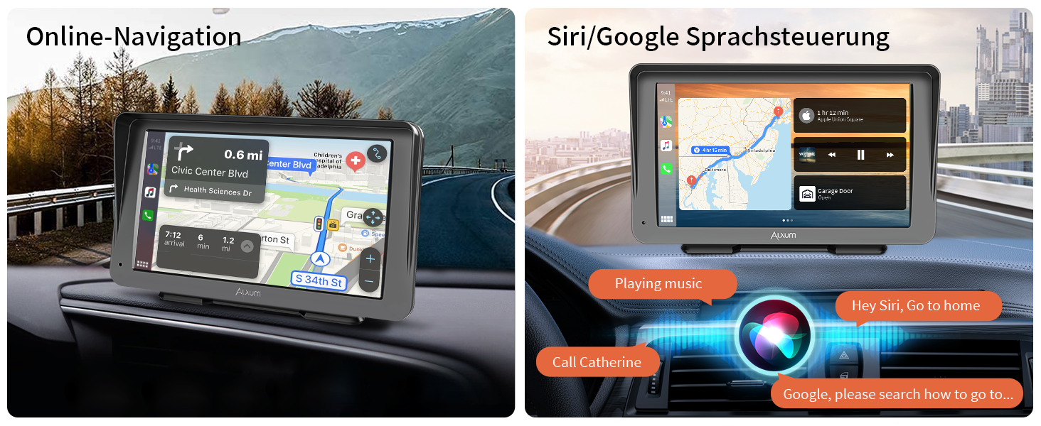 Автомобільний дисплей Alxum CarPlay 7'' IPS із FM-трансмітером, Bluetooth, монітором для авто, камерою заднього виду, підтримкою TF карти, FM і AUX для всіх авто