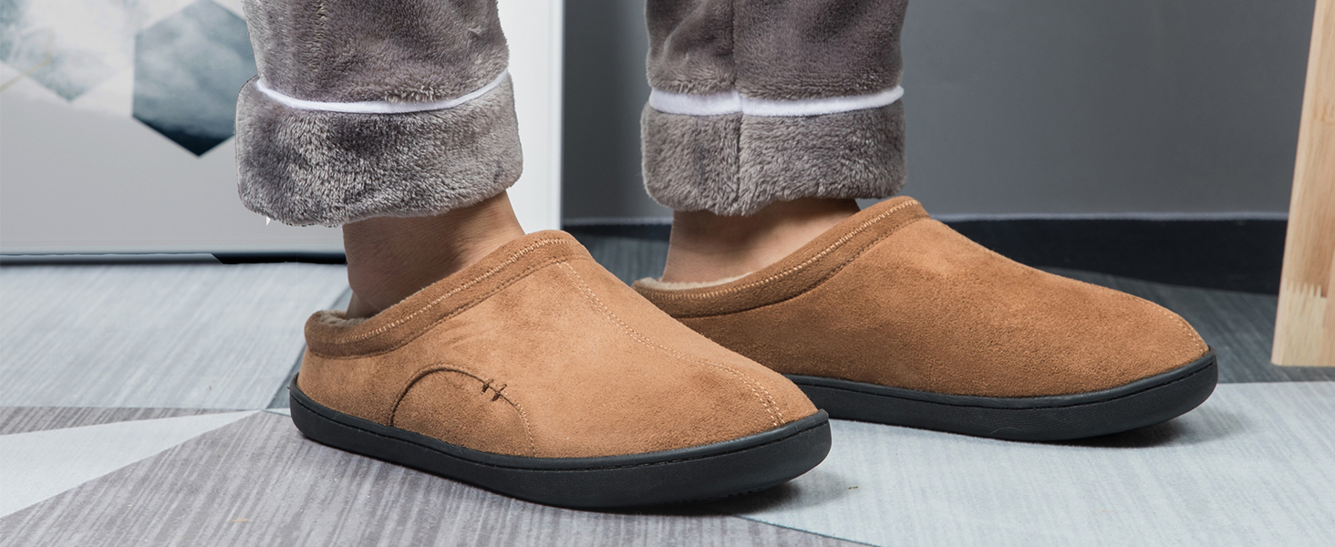 Чоловічі домашні тапочки з меморі-піною, теплі зимові тапочки, з підкладкою, сліпони з неслизькою гумовою підошвою, для дому та вулиці, 49/50 EU, Коричневі