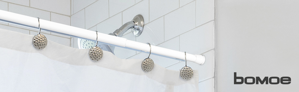 Телескопічна штанга для душу без свердління, 140-260 см, регульована – штанга для карнизів, що кріпиться без свердління, протиковзна, для душу, біла