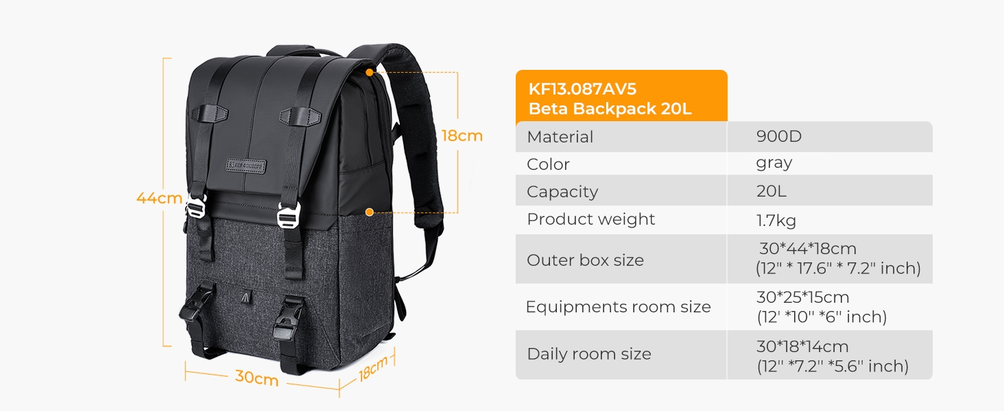 Рюкзак для фотокамери K&F Concept, сумка для фотографа, 20L, з відділенням для ноутбука 15-15.6 дюймів, сумісний з Canon/Nikon/Sony/DJI Mavic