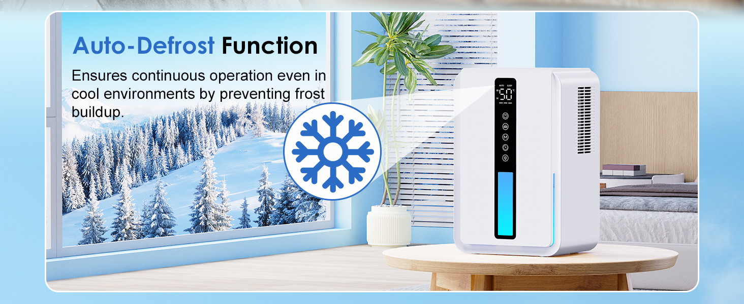 Електричний осушувач повітря 2500 мл з баком для води - Осушувач повітря електричний з трьома швидкостями + два режими, таймер 48H, авто-стоп & анти-заморожування, для спальні та ванної кімнати