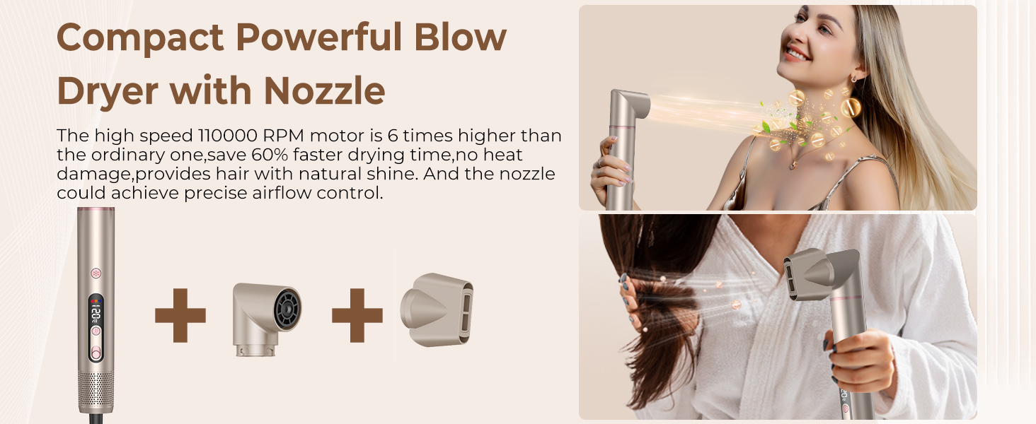 UKLISS Airstyler Pro 7 в 1: професійний фен-щітка з іонізацією, 1400W, для створення локонів, випрямлення та сушіння волосся (Золотий)