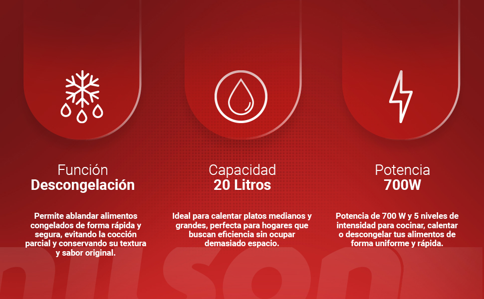 Мікрохвильова піч Nilson 20 літрів, чорний кришталь, NMW2700N, 700W, 5 програм, функція розморожування