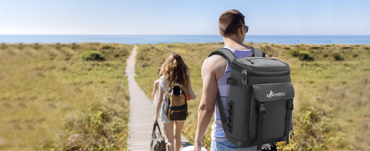 Рюкзак-холодильник Upeelife 30L з килимком для пікніка та кріпленням, водонепроникний, для кемпінгу та пікніків (сірий)